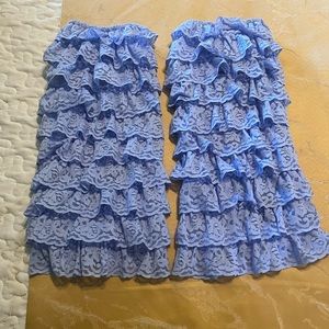 Lavender leg warmers/ rave lace ‘fluffies’